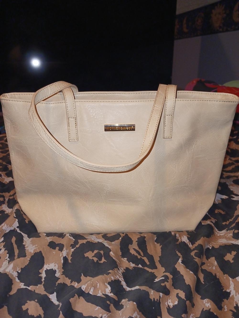 Montana West Beige Tote Bag with Gold Accent - Women Bags NWOT